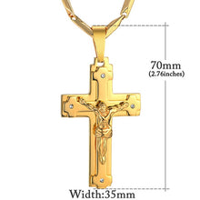 Load image into Gallery viewer, Gold Plated Stainless Steel Cross Chain for Men!
