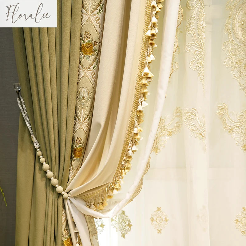 Luxury European Velvet Curtains – Elegant Embroidered Window Drapes for Living & Bedroom!