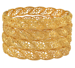 Ethiopian Bridal Dubai Gold-Plated 4 Bracelets!