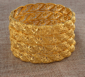 Ethiopian Bridal Dubai Gold-Plated 4 Bracelets!