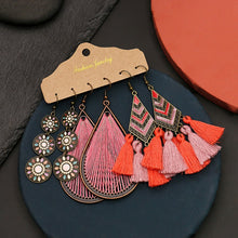 Load image into Gallery viewer, Three Pairs Drop Flower Earrings
