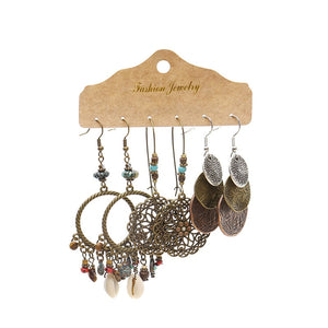 Three Pairs Drop Flower Earrings