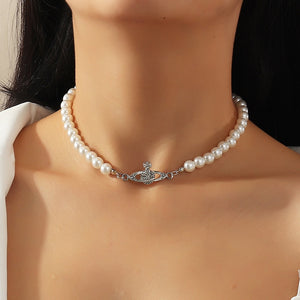 Clavicle Chain Pearl Chocker Necklace!
