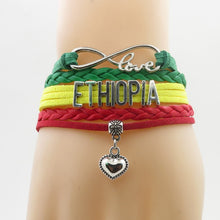Load image into Gallery viewer, Leather &quot;Infinity Love for Ethiopia&quot; Bracelet!
