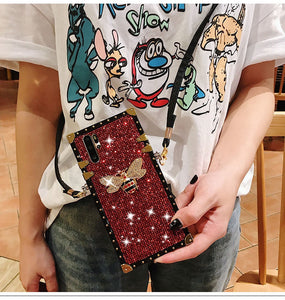 Jeweled Square Lanyard Case for Samsung Galaxy Phone!