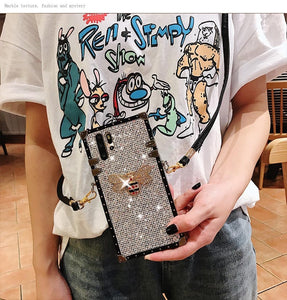 Jeweled Square Lanyard Case for Samsung Galaxy Phone!