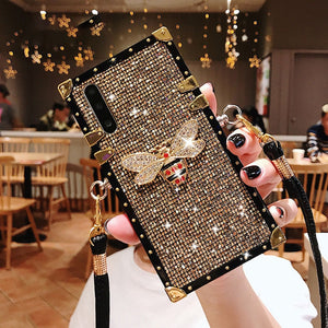 Jeweled Square Lanyard Case for Samsung Galaxy Phone!
