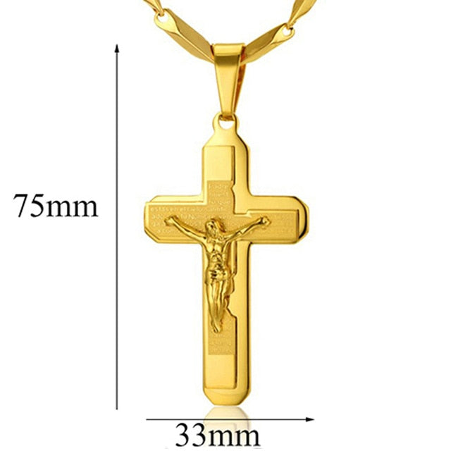 Gold Plated Stainless Steel Cross Chain for Men!