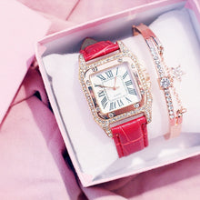 Load image into Gallery viewer, Leather Band Quartz Watch with Bracelet for Women!
