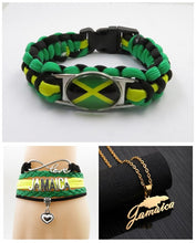Load image into Gallery viewer, Leather “Infinity Love for Jamaica” Bracelet!
