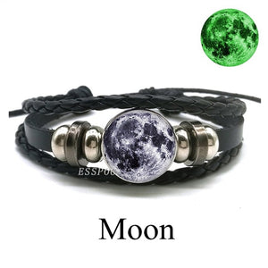 Luminous Leather Solar System Wrap Bracelets for Men and Women!