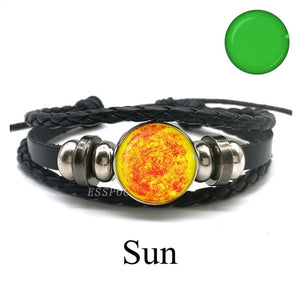 Luminous Leather Solar System Wrap Bracelets for Men and Women!