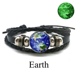 Luminous Leather Solar System Wrap Bracelets for Men and Women!