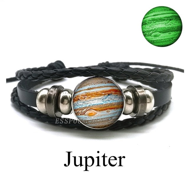 Luminous Leather Solar System Wrap Bracelets for Men and Women!