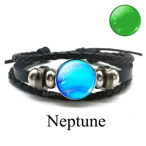 Luminous Leather Solar System Wrap Bracelets for Men and Women!