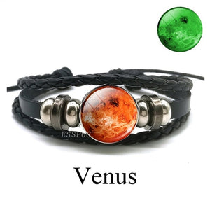 Luminous Leather Solar System Wrap Bracelets for Men and Women!