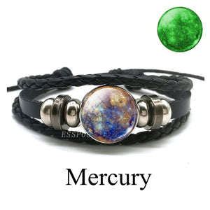 Luminous Leather Solar System Wrap Bracelets for Men and Women!
