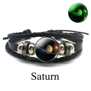 Luminous Leather Solar System Wrap Bracelets for Men and Women!