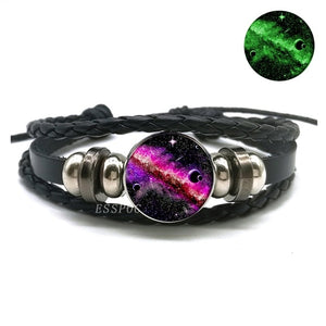 Luminous Leather Solar System Wrap Bracelets for Men and Women!