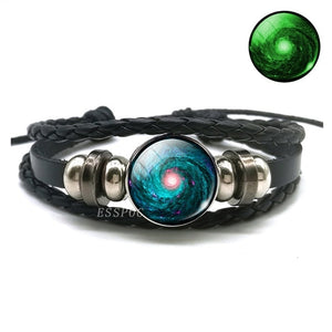 Luminous Leather Solar System Wrap Bracelets for Men and Women!