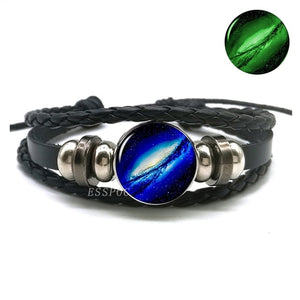 Luminous Leather Solar System Wrap Bracelets for Men and Women!