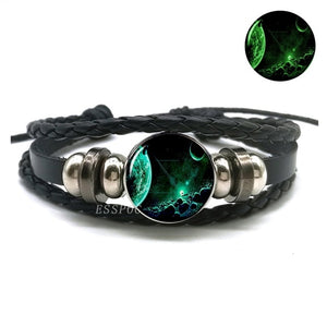 Luminous Leather Solar System Wrap Bracelets for Men and Women!