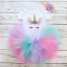 Load image into Gallery viewer, Girl’s Unicorn Dresses for 1st Birthday!
