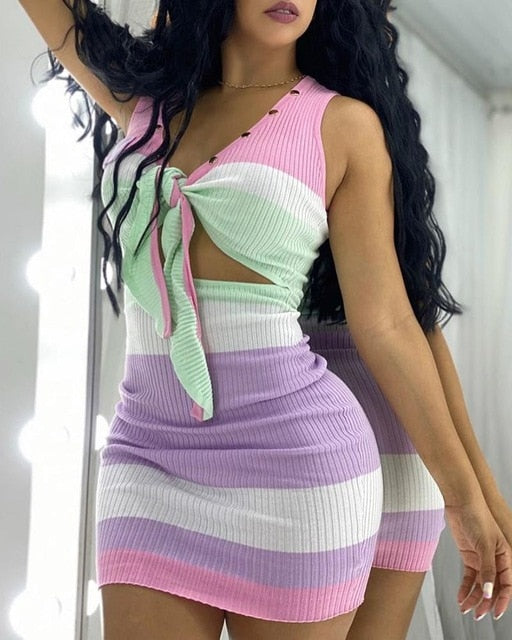 Sleeveless Knotted Design Body Dress for Women!