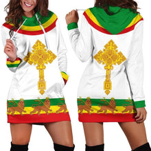 Load image into Gallery viewer, Women Hoodie Dress Reggae Style and Ethiopian Flag!
