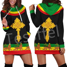 Load image into Gallery viewer, Women Hoodie Dress Reggae Style and Ethiopian Flag!
