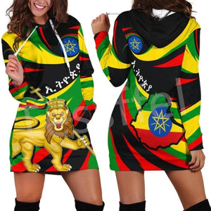 Women Hoodie Dress Reggae Style and Ethiopian Flag!
